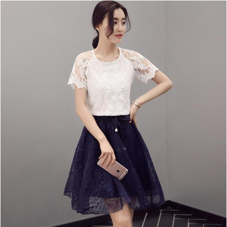 夏季新款潮流韩版修身显瘦T恤纯色半身裙时尚百搭两件套图片