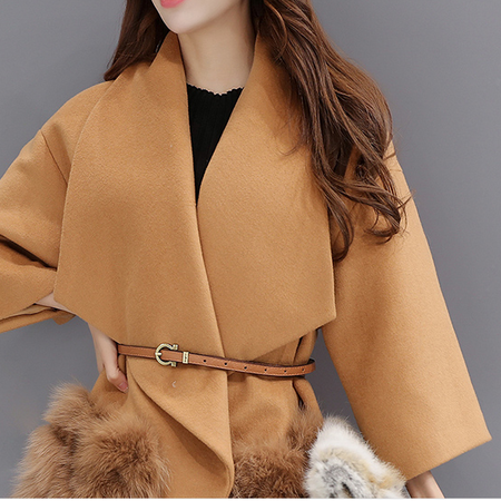 WZSY 时尚潮流纯色2016年冬季羊毛毛呢外套简约气质图片