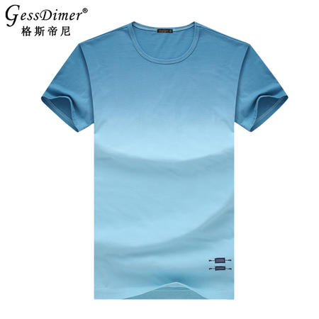 格斯帝尼2016夏季男士短袖T恤修身圆领渐变色男体恤T15115图片