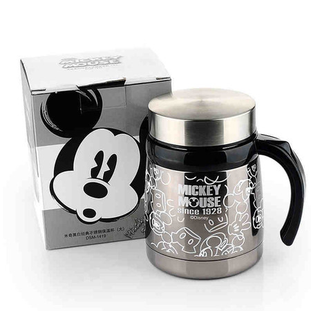 （邮储特卖）迪士尼/DISNEY 米奇经典黑白不锈钢保温杯（大）图片