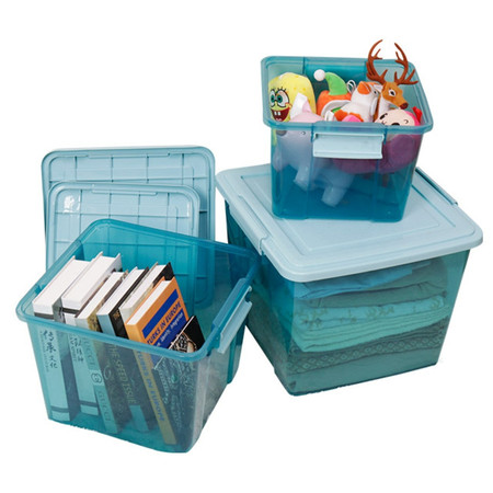 宝优妮特大号收纳箱透明塑料储物箱有盖衣服整理箱儿童玩具置物箱图片
