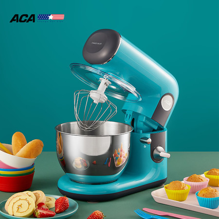 ACA 北美电器 厨师机和面机打蛋器家用多功能全自动揉面机打奶油机鲜奶机搅拌机ASM-M10A