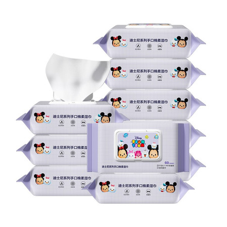 迪士尼disney 湿巾 婴儿护肤柔湿巾【60抽*10包】 一次性洗脸巾图片