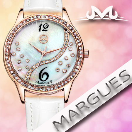 玛歌斯新款潮流时尚贝壳面石英表防水时装女手表B3016图片