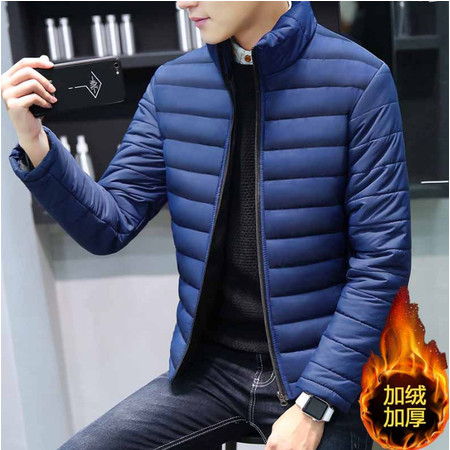 男士韩版外套2017冬季新款修身加厚加绒青年棉衣短款休闲棉袄男装ouf580