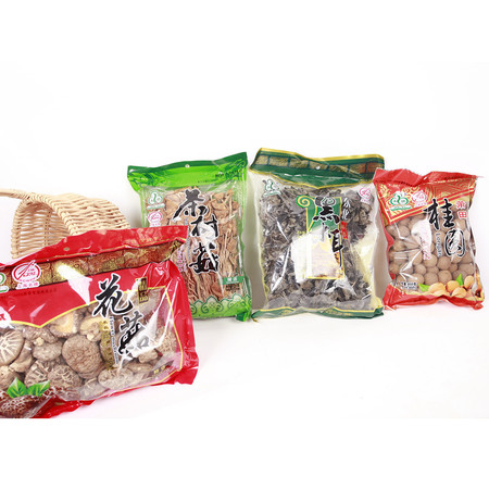 禾煜 干货礼包1275g【花菇300g+木耳300g+桂圆450g+茶树菇225g】图片