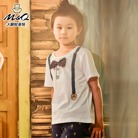 M&Q大眼蛙童装 男童韩版时尚夏装短袖针织衫中大童儿童休闲T恤衫图片