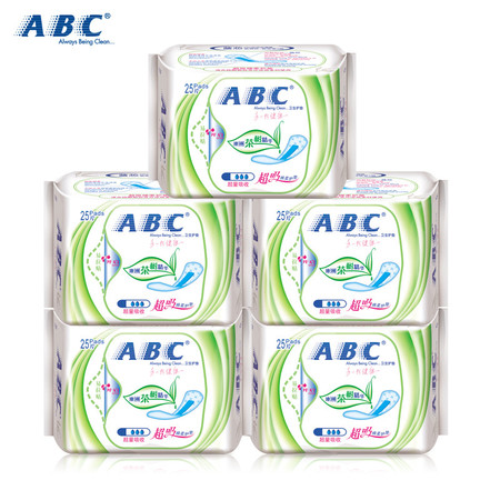 ABC（含澳洲茶树精华）超吸棉柔护垫 163mm*25片*5图片