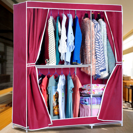 索尔诺简易组合布衣柜 加粗钢管储物柜 加固布衣橱 防尘收纳柜1405