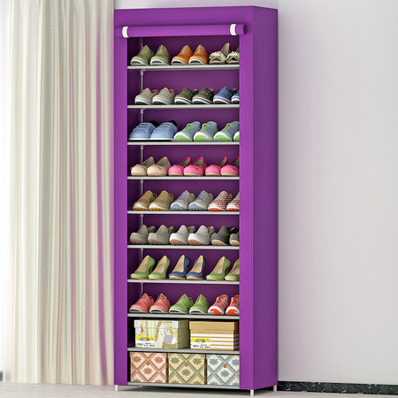 索尔诺10层简易鞋柜 防尘自由组装鞋橱储物柜10C