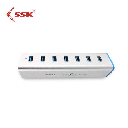 SSK飚王 SHU370 铁三角 一拖7口USB3.0集线器 带电源适配器USB HUB分线器图片