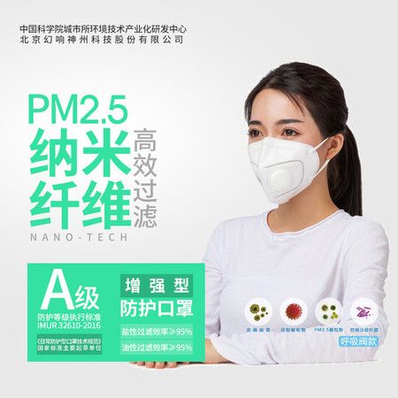 i-mu幻响 纳米纤维A级防护口罩增强型呼吸阀款（5个装） 高效过滤PM2.5