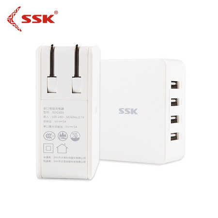 SSK飚王4口USB充电器充电头 2.4A快充USB充电器 通用安卓苹果手机图片