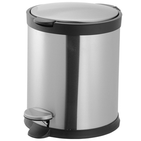 凯米/KIMI 5升新款缓降静音脚踏式不锈钢圆形垃圾桶收纳桶S02-5L图片