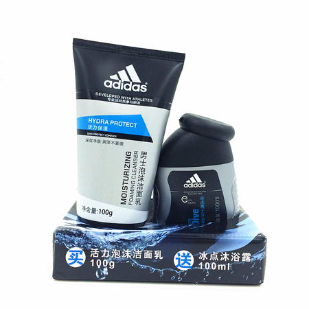 Adidas阿迪达斯男士活力泡沫洁面乳100g+冰点男士沐浴露100ml