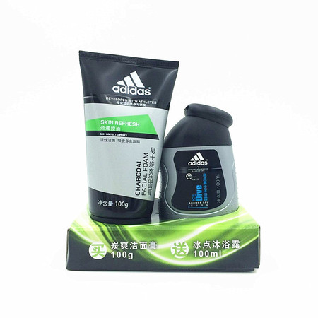 Adidas阿迪达斯男士碳爽洁面100g+冰点沐浴露100ml图片