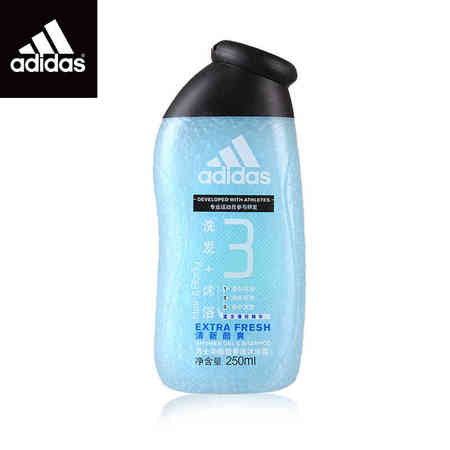 Adidas阿迪达斯男士功能型香波沐浴露 清新酷爽洗发沐浴二合一250ml