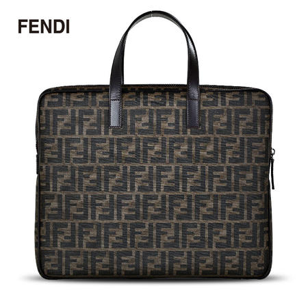 芬迪 Fendi 男款双F图案牛皮饰边手拎拉链公文包 7VA345