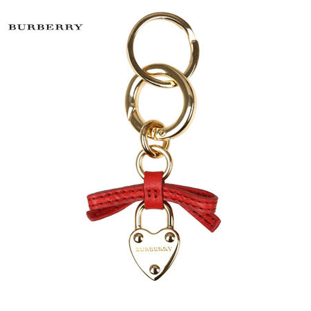 巴宝莉 Burberry 女式漆皮蝴蝶结装饰心形挂吊锁挂饰钥匙扣 3910568图片