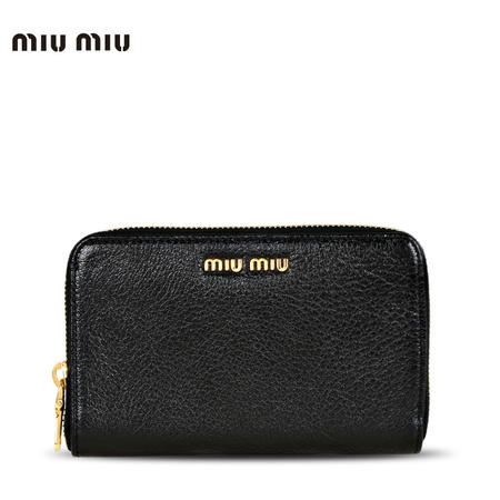 MiuMiu 全拉链手包 黑色 5M1157图片