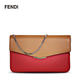 Fendi 拼色链条手拿包#