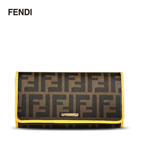 Fendi 双F撞色饰边长款翻盖钱夹图片