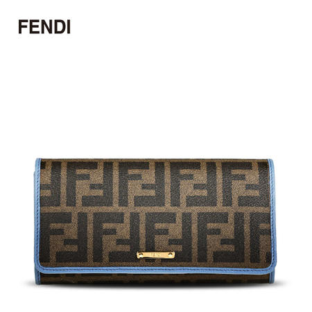 Fendi 双F撞色饰边长款翻盖钱夹