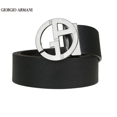 GIORGIO ARMANI 荔枝纹牛皮板扣双面皮带