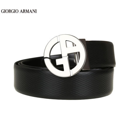 GIORGIO ARMANI 树纹牛皮板扣双面皮带图片