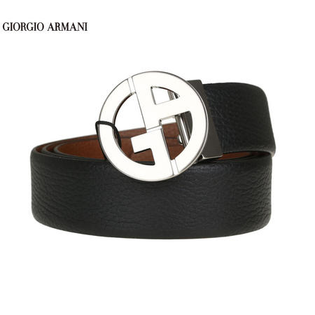 GIORGIO ARMANI 荔枝纹牛皮板扣双面皮带