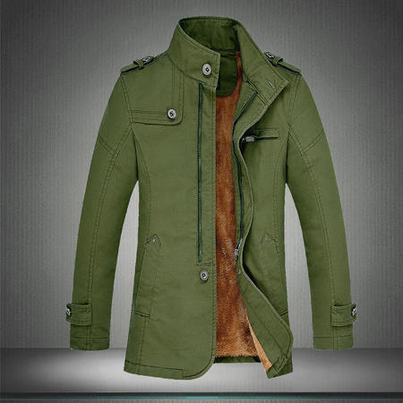 朗欣保暖夹克外套男士中长款修身立领加绒加厚夹克衫 S-J7721图片