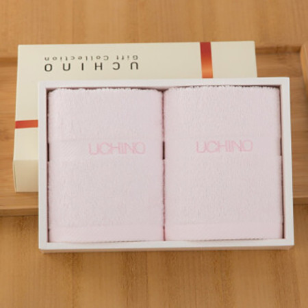 内野（UCHINO） 纯棉 素色绣字二件套毛巾礼盒装图片