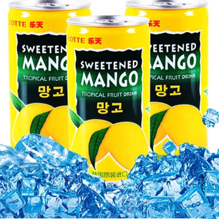 韩国零食进口饮料 lotte韩国乐天芒果汁 180ml*15罐图片
