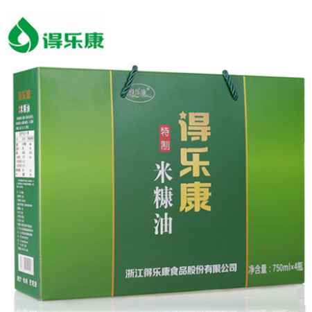 得乐康米糠油750ML*4特制米糠油礼盒装礼品装送礼粮油稻谷油