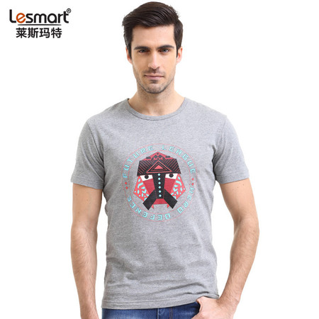 Lesmart  莱斯玛特 新款男士纯棉时尚印花修身圆领T恤TZS1630
