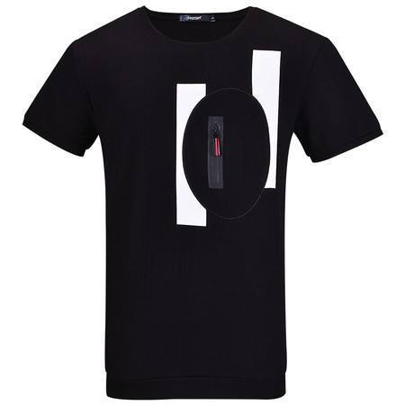 LESMART 莱斯玛特男士T恤短袖圆领棉 时尚几何拼接图案有弹性半袖T恤男 TD17023