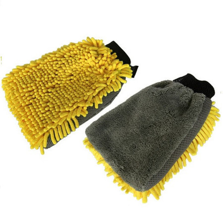 雪尼尔双面防水洗车手套 珊瑚虫洗车手套 珊瑚虫+超细纤维