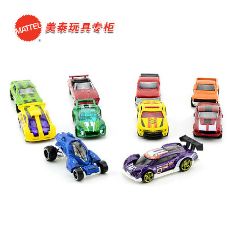 美泰hotwheels风火轮火辣小跑车54886十辆装男孩轨道玩具合金套装图片