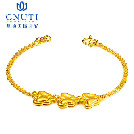 CNUTI粤通国际珠宝 黄金手链999足金3D硬金 蝴蝶 约8g