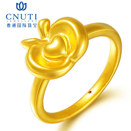 CNUTI粤通国际珠宝  黄金戒指999足金3D硬金小苹果 约1.83g-圈口11#