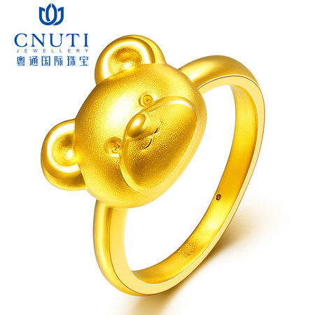 CNUTI粤通国际珠宝  黄金戒指999足金3D硬金小熊 1.98g13#图片