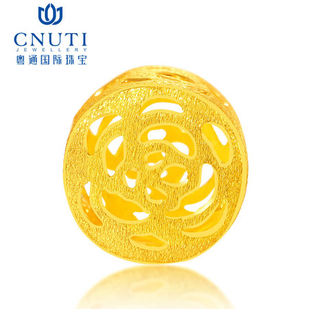 CNUTI 黄金转运珠足金镂空路路通转运珠花型手串 栀子花转运珠1.89克图片