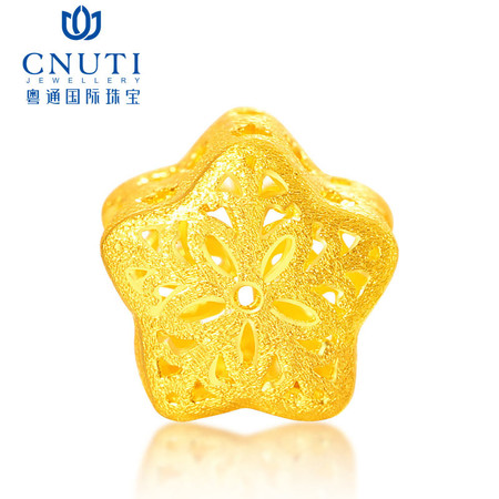 CNUTI 黄金转运珠足金镂空路路通转运珠花型手串 紫荆花转运珠2.66克图片