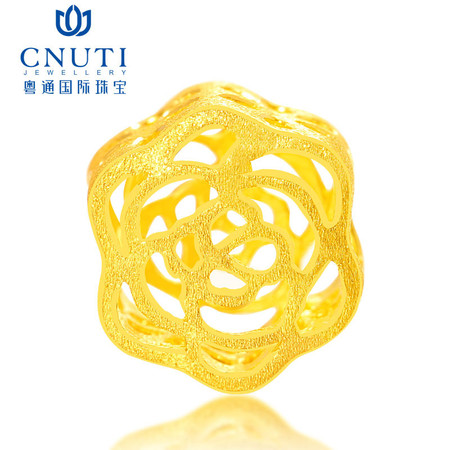 CNUTI 黄金转运珠足金镂空路路通转运珠花型手串 玫瑰花转运珠2.46克