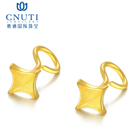 CNUTI粤通国际珠宝 黄金耳钉 足金999菱形耳钉 约1.94g±0.03