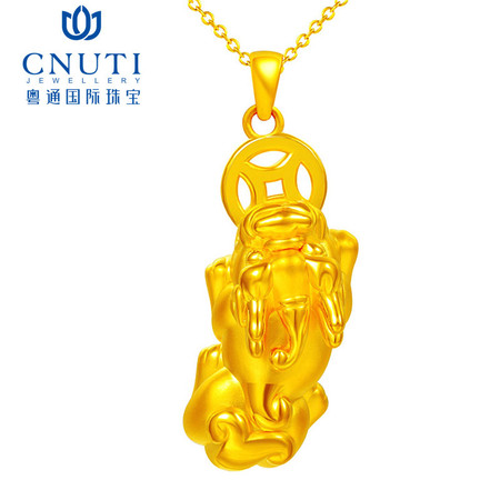 CNUTI粤通国际珠宝 黄金吊坠 999足金3D硬金 招财貔貅吊坠 约3.2g±0.03图片