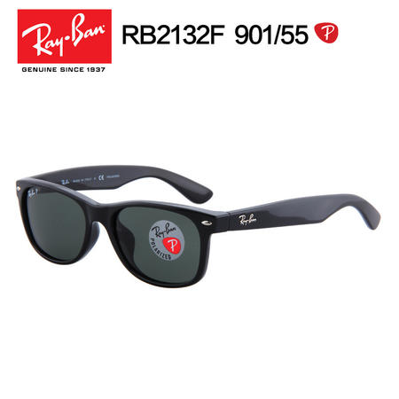 Ray-Ban 雷朋 黑色框墨绿片 旅行者系列男女通用款太阳镜 RB2132-901-55图片