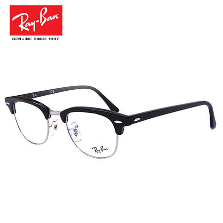 RayBan雷朋眼镜框男女时尚款 俱乐部系列亮黑色光学镜架 RX5154 2000 51