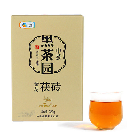 中茶 茶叶 安化黑茶 黑茶园系列之润黑金花茯砖380g/盒 黑茶价值典范图片