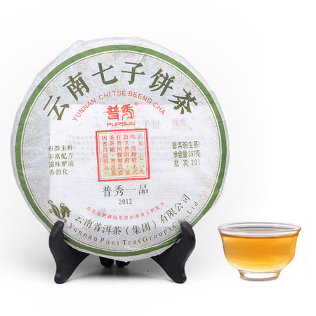 普秀 云南普洱茶叶 2012年普秀一品七子饼357g*7片/提 4提一箱 普洱生茶（泡饼）图片